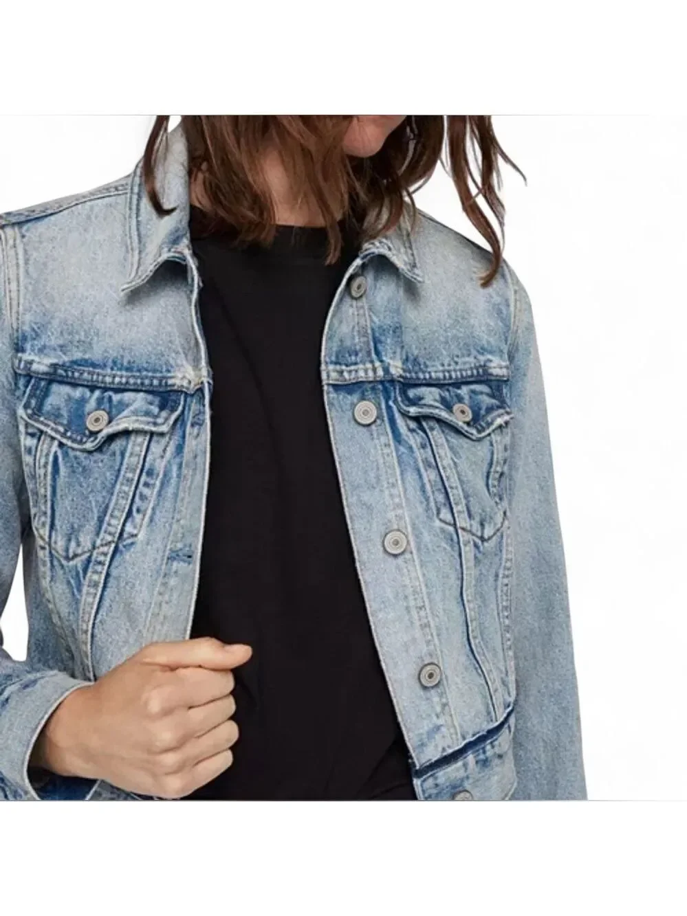 ALLSAINTS Distressed Denim Jacket Blue size-Small EUC - Picture 15 of 15